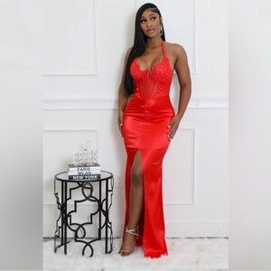 Main Character Energy Satin Maxi